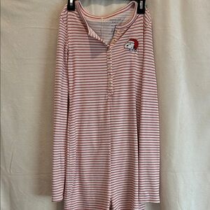 Women’s Striped Long Sleeve Pajama Top with Snoopy